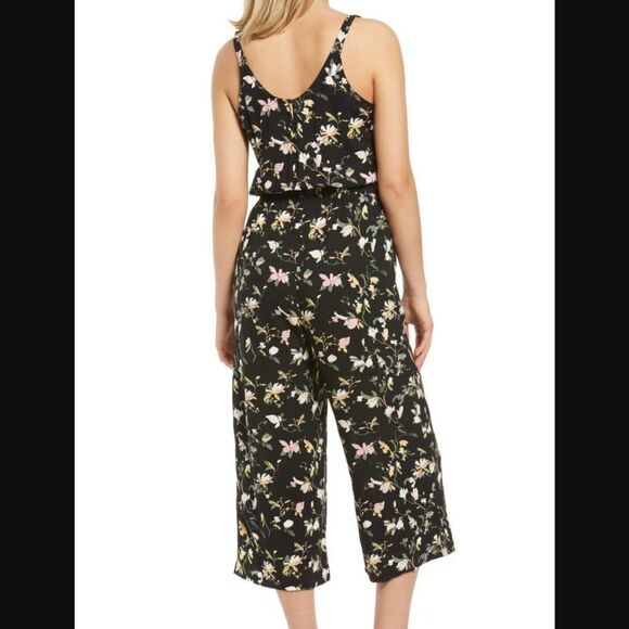 Vero Moda Jumpsuit Simply Easy Floral Pattern Culotte Cropped Casual Black Cute - Picture 3 of 12